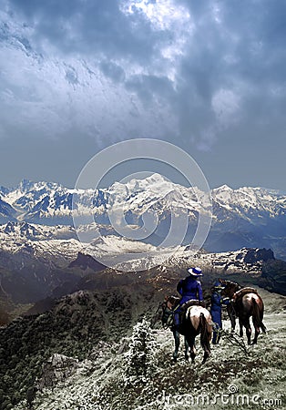 Union soldiers in the mountains Stock Photo