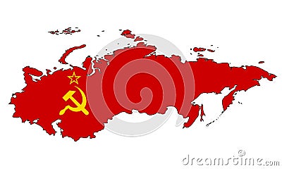 Union of Soviet Socialist Republics map with flag - outline of a state with a national flag Vector Illustration