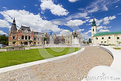 Union square Piata Unirii Oradea, Romania Editorial Stock Photo