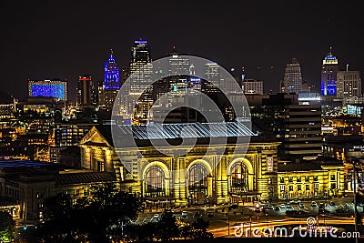 Union station,Kansas city,buildings,night Editorial Stock Photo