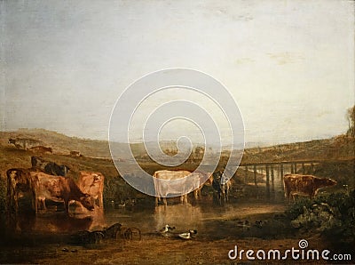 Union of the Thames and Isis, Dorchester Mead, Oxfordshire, 1808 painting by William Turner Editorial Stock Photo