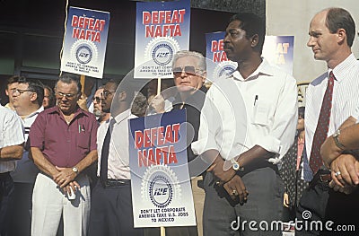 Union workers protesting NAFTA Editorial Stock Photo