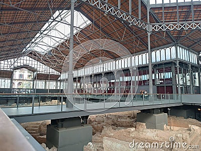 A unique archaeological site in the center of Barcelona, Old Born Market Editorial Stock Photo
