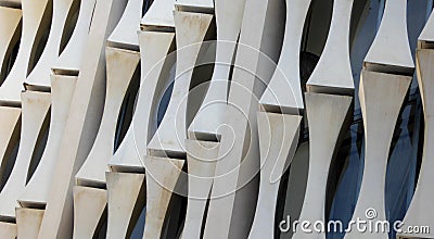 Unique architectural supports on the outside of the independence palace Saigon Stock Photo