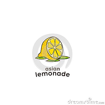 Unique asian eastern lemonade lemon logo with asian circle authentic ethnic culture pattern Vector Illustration