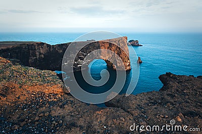 Unique basalt arch on Dyrholaey Stock Photo