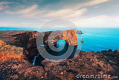 Unique basalt arch on Dyrholaey Stock Photo