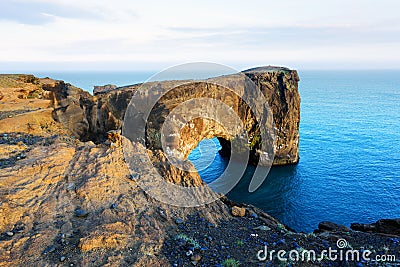 Unique basalt arch on Dyrholaey Stock Photo