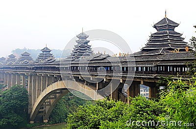 The unique buildings of the nationality in Sanjiang, Guangxi Province Stock Photo