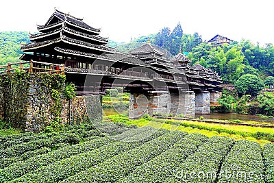 The unique buildings of the nationality in Sanjiang, Guangxi Province Stock Photo