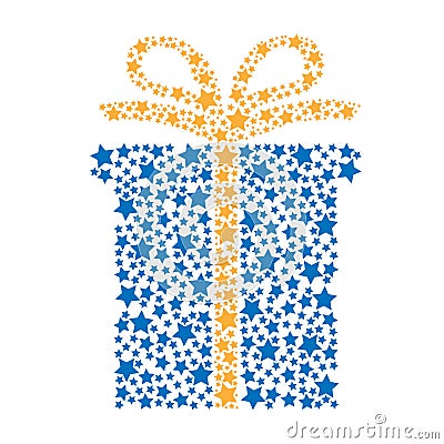 Unique christmas blue gift box, vector illustration Vector Illustration