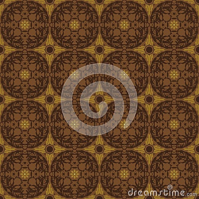 Unique circle patterns design on Central Java batik with beautiful blend color concept Vector Illustration
