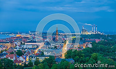 Unique cityscape of Copenhagen, skyline at night Stock Photo