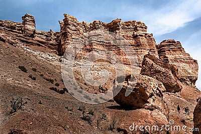 Unique cliffs of the Charyn canyon Editorial Stock Photo