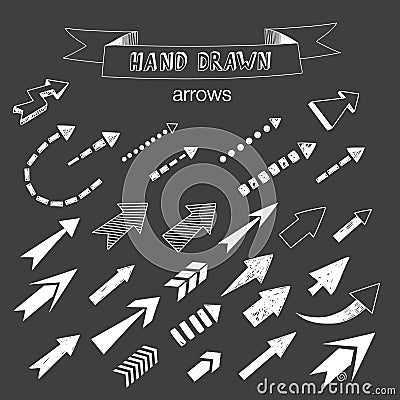 Unique collection of hand drawn arrows. Vector Illustration