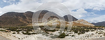 Unique colorful mountains of Stefanos crater, volcano in Nisyros island Stock Photo