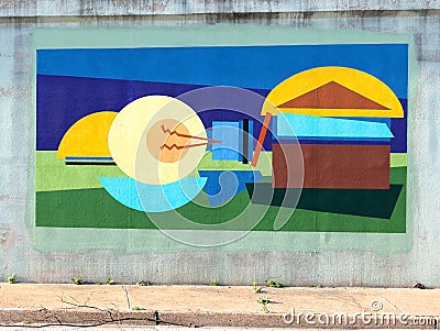 Unique and Colorful Wall Mural On A Bridge Underpass On James Rd in Memphis, Tn Editorial Stock Photo