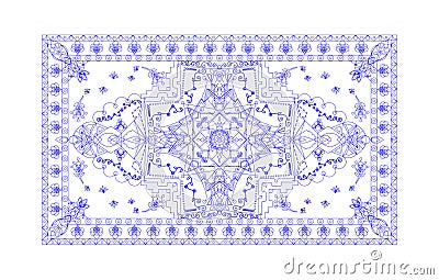unique coloring book square page for adults - floral authentic carpet design, joy to older children and adult colorists, who like Cartoon Illustration