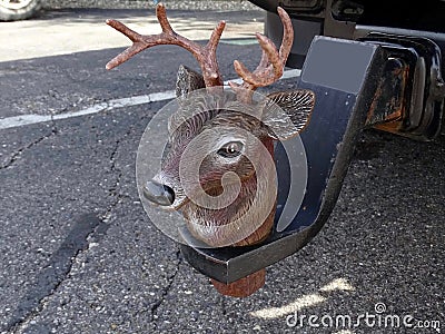 A unique cover for a tow ball hitch in the form of a Reindeer head l Stock Photo