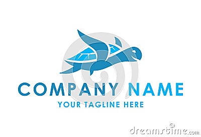 Fresh Blue Turtle Logo Design Vector Illustration