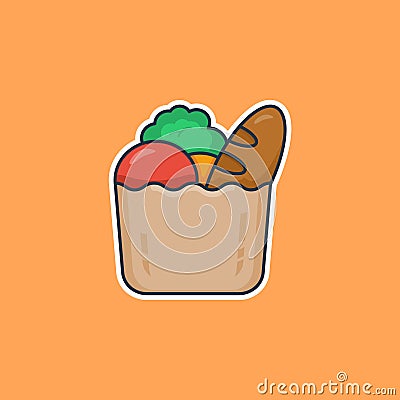 Unique cute groceries flat icon design Vector Illustration