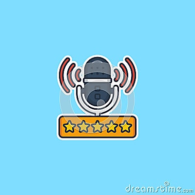 Unique cute mic flat with five stars design icon Vector Illustration