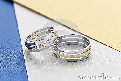 Unique design wedding rings Stock Photo