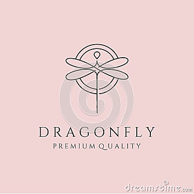unique dragonfly line art logo vector symbol illustration design Vector Illustration