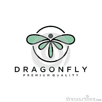 Unique dragonfly logo template. simple shape and color. vector. editable. Minimalist elegant Dragonfly logo design with line art s Stock Photo