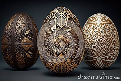 Unique Easter egg design that incorporates different patterns and textures Easter illustration generative ai Cartoon Illustration