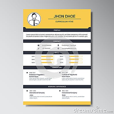 Unique Flat Color Curriculum Vitae Design Template Stock Photo