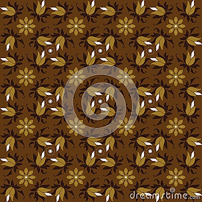 Unique flower motif on Indonesian batik with green olives color design Vector Illustration