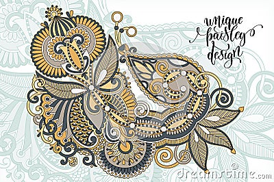 Unique flower paisley design, hand drawing floral pattern Vector Illustration