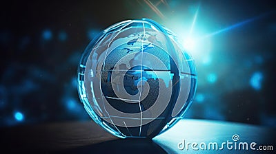 A globe with a shield exemplifies secure global connectivity created with Generative AI Stock Photo