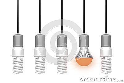 Unique glowing LED light bulb Stock Photo