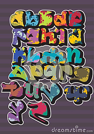 Graffity font wow Stock Photo