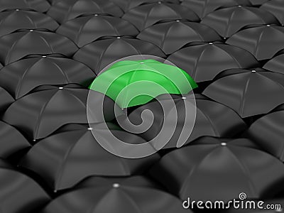 Unique green umbrella Stock Photo