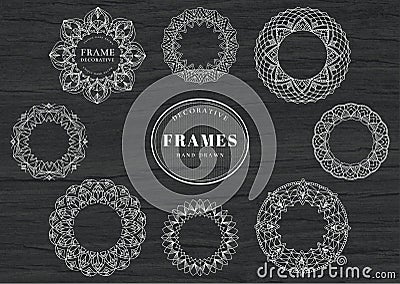 Unique, hand drawn, decorative frames Vector Illustration