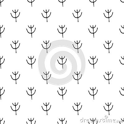 Unique hand drawn seamless pattern with floral elements. Vector illustration in monochrome scandinavian style Vector Illustration