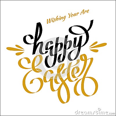 unique handwritten lettering Happy Easter on a white background_1 Vector Illustration