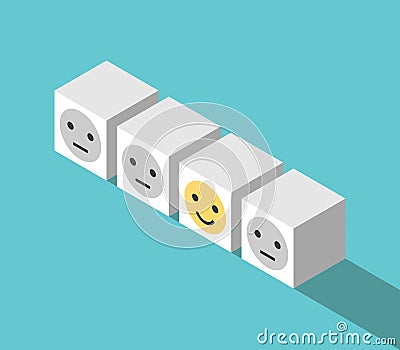 Unique happy smiling cube Vector Illustration