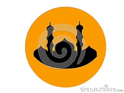 The illustration of mosque logos. mosque logo isolated on yellow background Vector Illustration