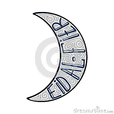 Unique illustration with a lettering for the Eid al-Fitr Vector Illustration