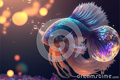 Unique Iridescent Cosmic fish Stock Photo