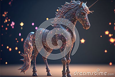 Unique Iridescent Cosmic unicorn Stock Photo