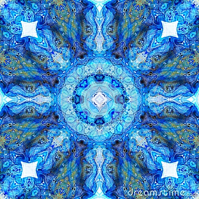 Unique kaleidoscope background using fluid art. Multicolour mosaic texture. Unique kaleidoscope design Stock Photo