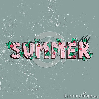 Unique lettering poster with word Summer. Vector art. Trendy handwritten summer illustration. Vector Illustration