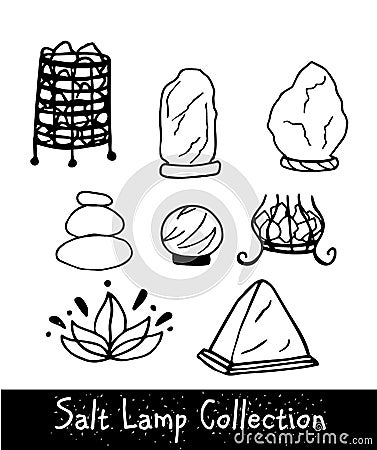 Unique Line Style Vector Salt Lamp collection Vector Illustration