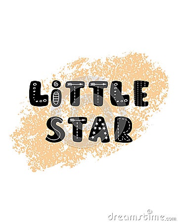 Unique Little star colored nursery hand drawn poster lettering Scandinavian Stock Photo