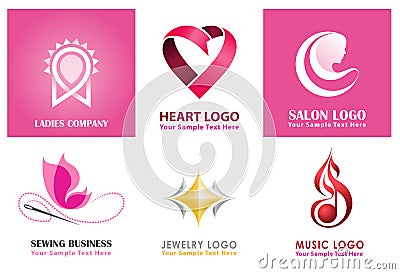 Unique logo collections for women, ladies, sewing, jewelry and heart logo Vector Illustration